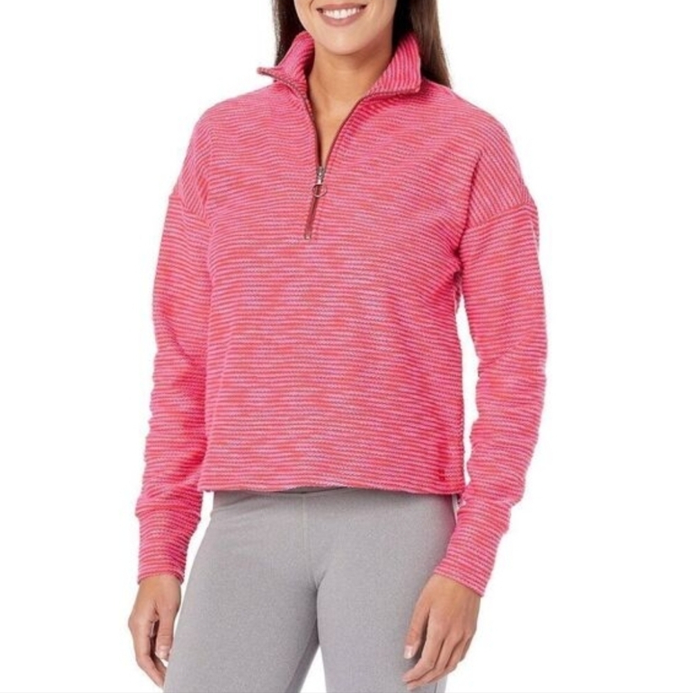 Sweaty Betty Pink And Orange 1/2 Zip Cowl Neck Sweater